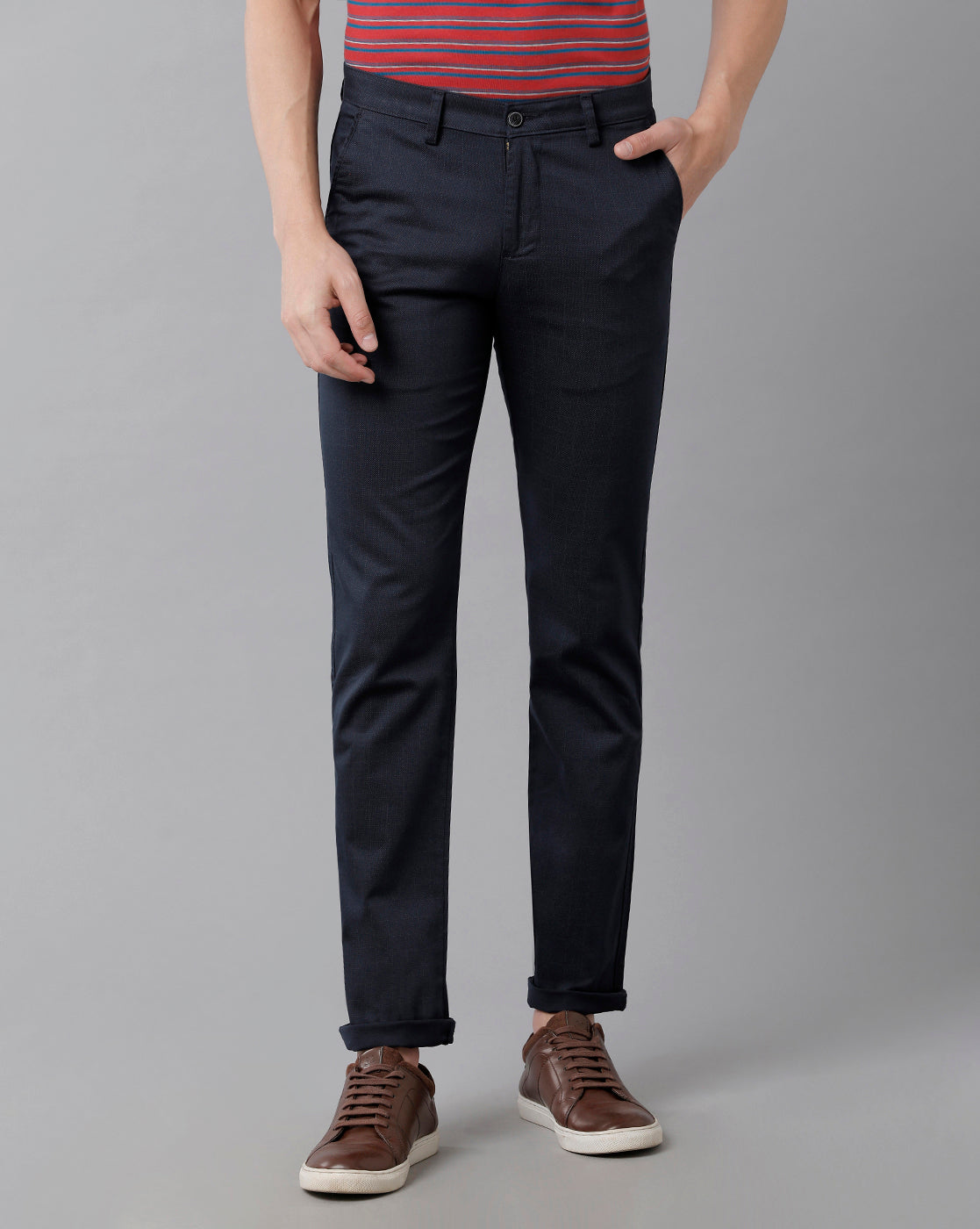 Navy Blue Baggy Cropped Pant - Arhams Online Fashion Store